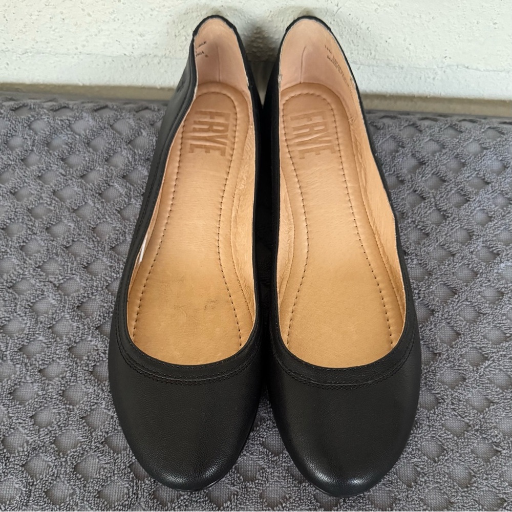 FRYE CARSON WOMEN BALLET FLAT BLACK LEATHER  SIZE 11
